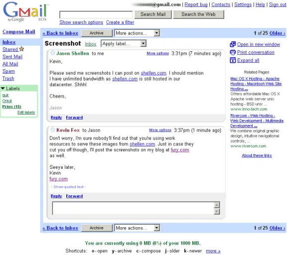 Original Gmail webmail interface. Image taken from Wikipedia.